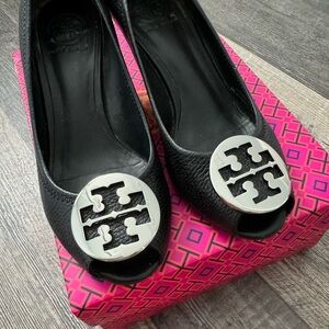 Tory Burch Women's Sally Wedge Pumps in Black | Size: 8.5